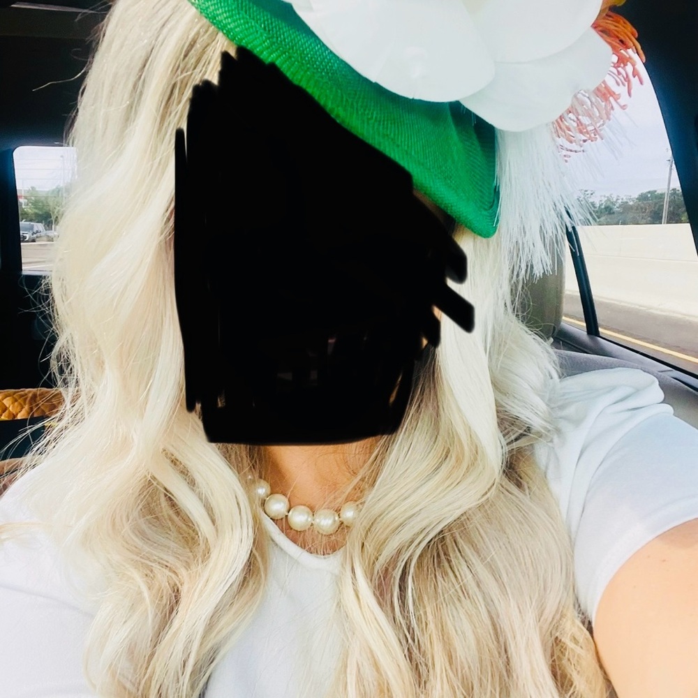 Green and White Fascinator Hat